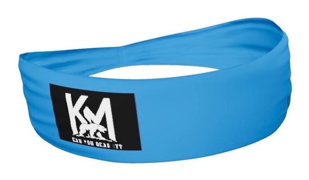 Blue Kyle Mile headband with KM logo