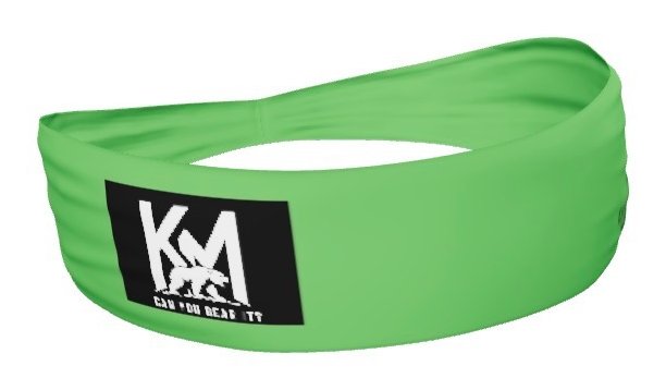 Green Kyle Mile headband with KM logo