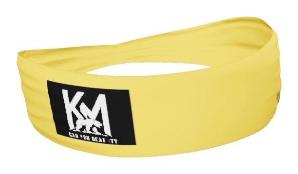 Yellow Kyle Mile headband with KM logo